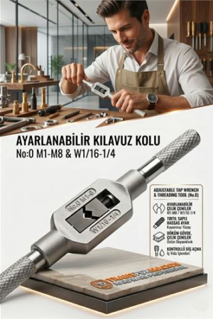 Kılavuz Kolu M1-M8 Ayarlı Vida Diş Açma Aparatı No:0 . Oto-Hırdavat ve Oto ve Hırdavat Ürünleri.