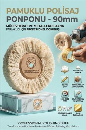 Ponpon Polisaj Fırçası | 90mm Pamuk Ponpon | Ahşap Göbekli Ayna Parlaklığı . Oto-Hırdavat ve Oto ve Hırdavat Ürünleri.