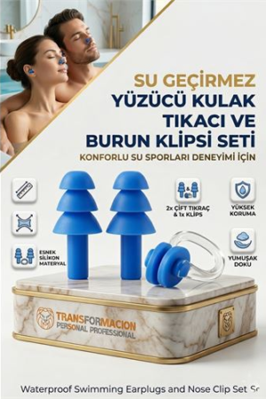 Profesyonel Havuz ve Yüzücü Seti: 2'li Su Geçirmez Silikon Kulak Tıkacı ve Burun Klipsi . Kişisel Ürünler ve Kişisel Ürünler.