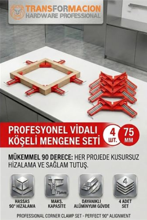 Profesyonel METAL Köşe Mengene Seti 4'lü - 90 Derece 75mm Ahşap Çerçeve Kaynak İşkencesi . Oto-Hırdavat ve Oto ve Hırdavat Ürünleri.
