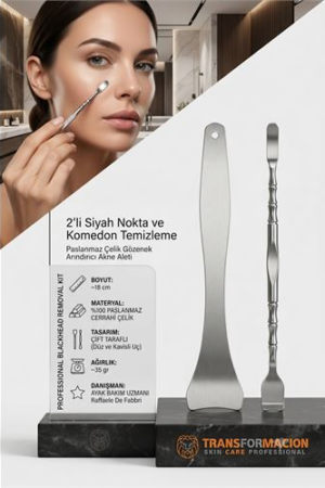 2'li Cilt Bakım Seti - Paslanmaz Çelik Siyah Nokta ve Komedon Temizleme Spatulası - Gözenek Arındırıcı Akne Aleti . Kişisel Ürünler ve Kişisel Ürünler.