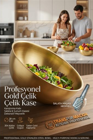 Gold Çelik Profesyonel Kase 28 cm - Çok Amaçlı Karıştırma Kabı