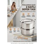Sefer Tası Yemek Kabı Paslanmaz Çelik 2 Katlı 14 cm 1.3 LİTRE - Görsel 2